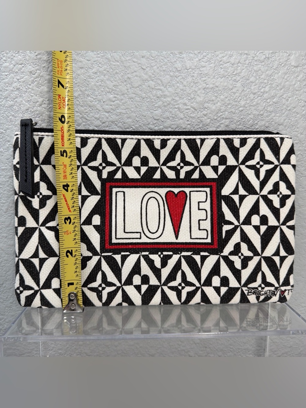 Brighton Canvas Zipper Pouch Makeup Cosmetic Travel Bag LOVE Black Red NWOT - Picture 5 of 5